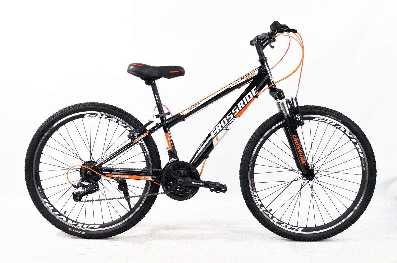 Велосипед Crossride Shark 26'' 2025 чёрно-оранжевый + подарок